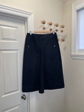 LeMaire - Cotton Linen Blend Front Pocket Maxi Skirt - Black - 44 or 14 or XXL